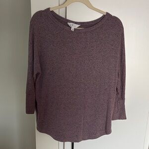 Market & Spruce Heathered Purple Long Sleeve Sweater Top